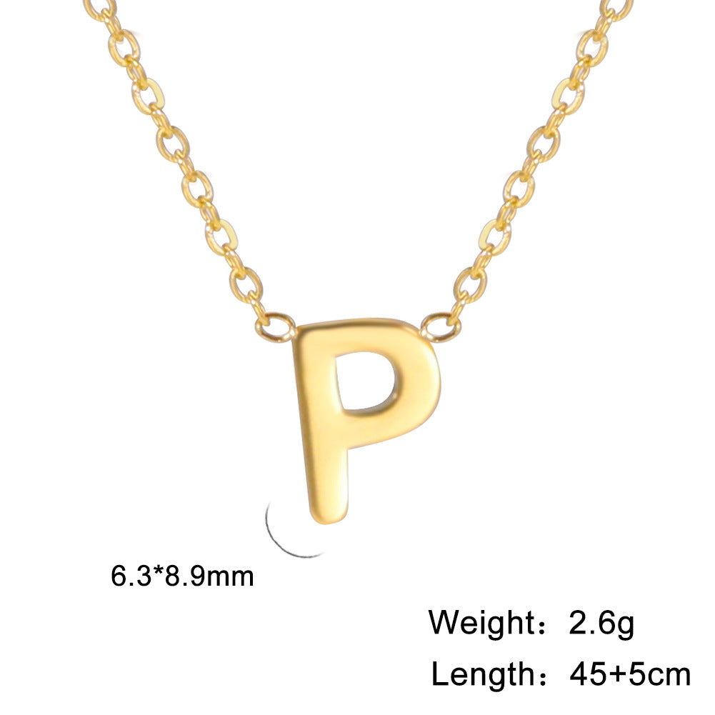 Wholesale Letter Gold 18k Real Gold Electroplated Stainless Steel Necklace