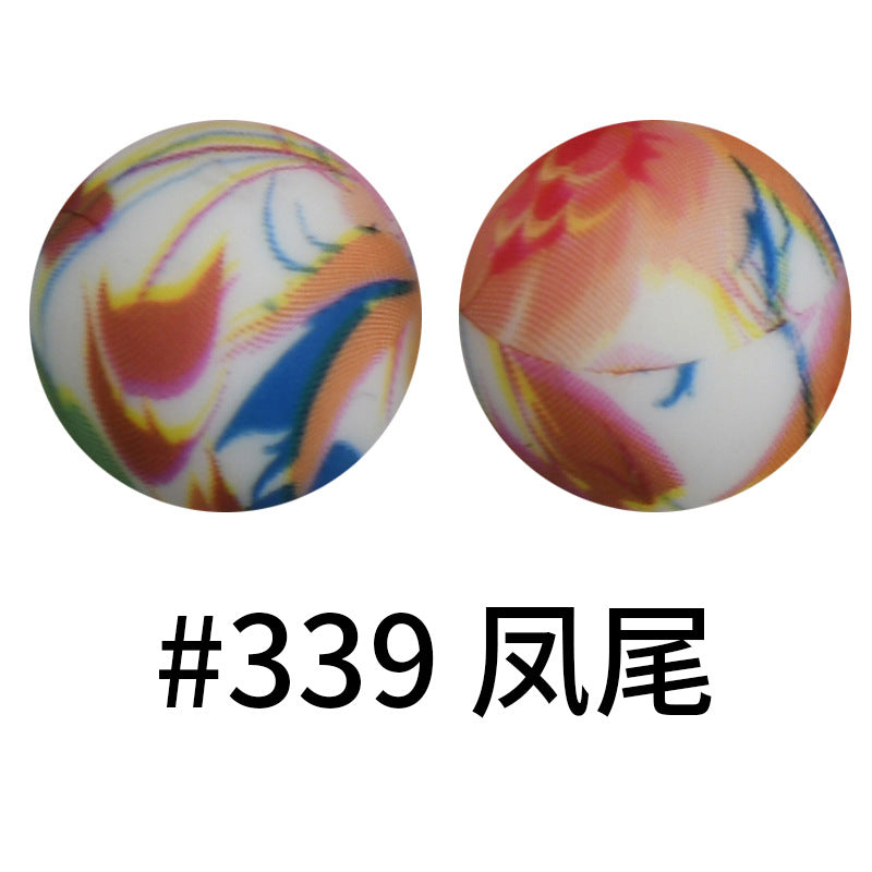 Wholesale 50pcs 15mm Western Style Leopard Skull Color Aztec Printed Silicone Balls Beads ACC-BDS-HeSheng004