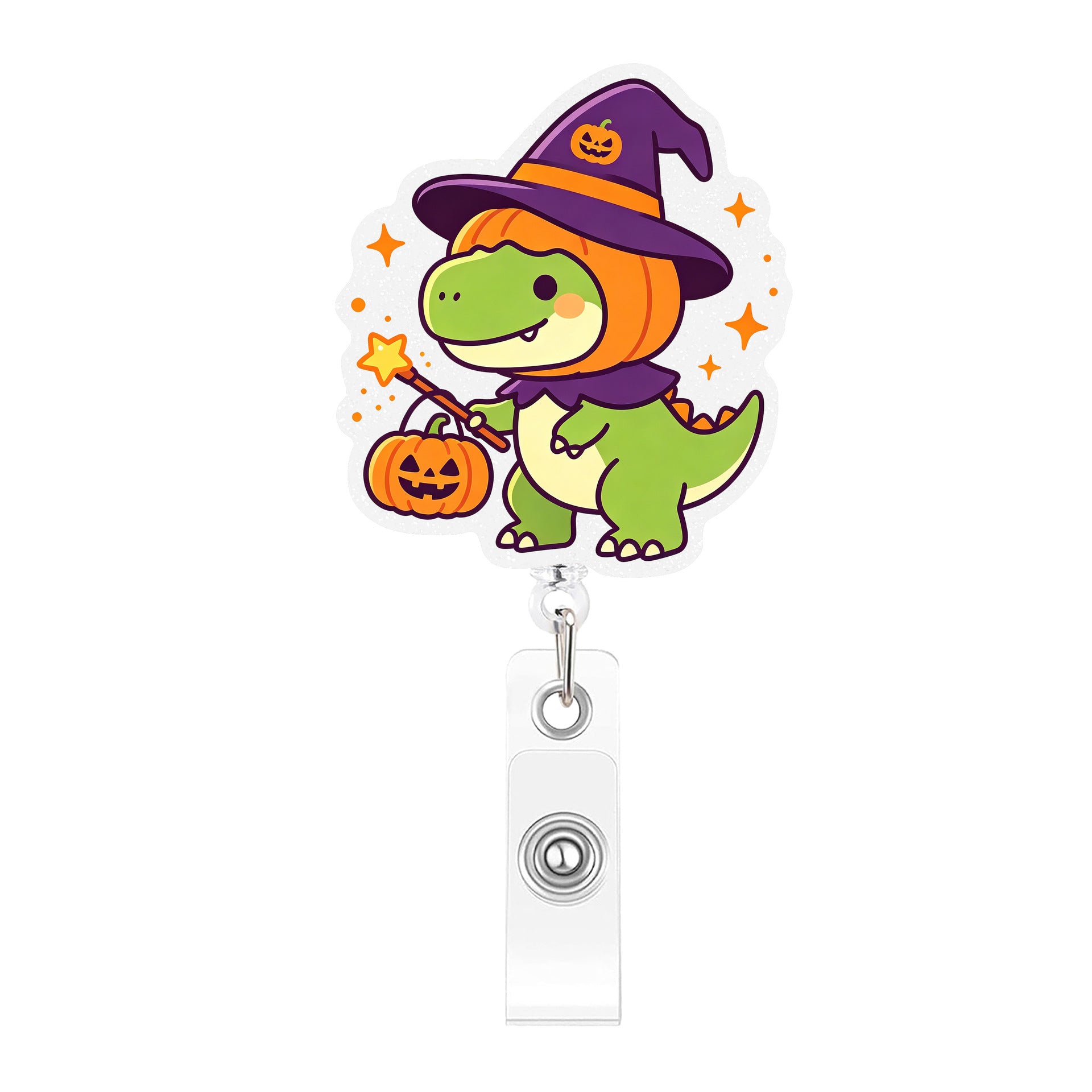 Wholesale Cartoon dinosaur -themed acrylic pull-tab retractable ID card holder pendant,  cute and creative office decoration.