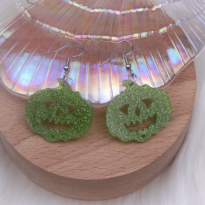 Wholesale Halloween Earrings Long Stitching Bat Pumpkin Spider Acrylic Earrings