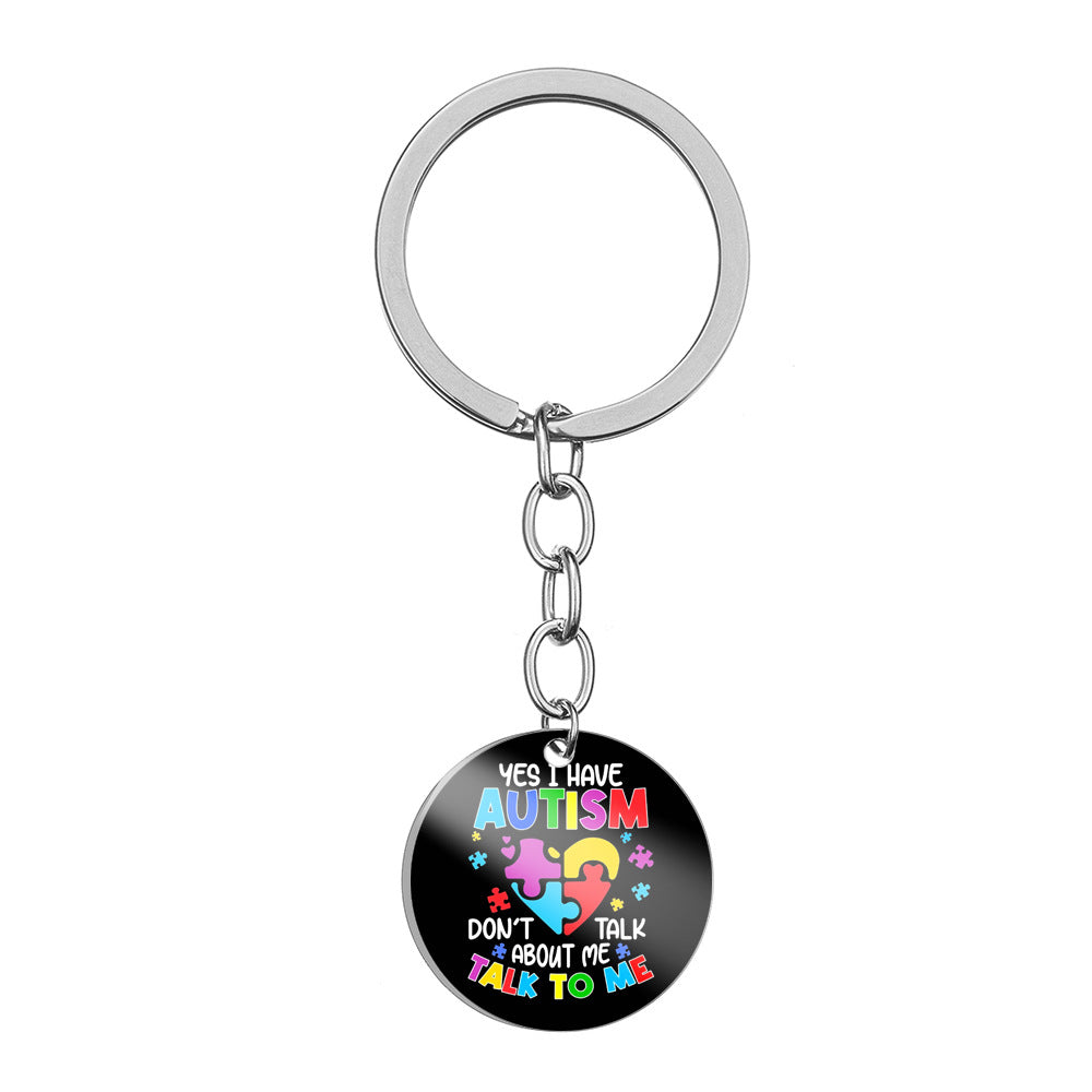 Wholesale Autism Color Printed Stainless Steel Keychain ACC-KC-HuanYu004