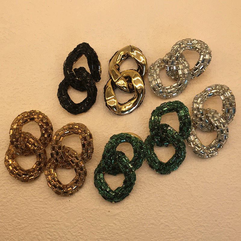 Wholesale Creative Chain Shape Diamond Colorful Earrings ACC-ES-KangD003