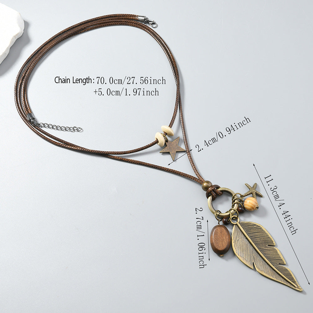 Wholesale Star leaf starfish vintage sweater chain