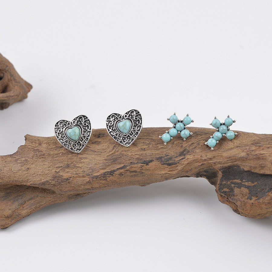 Wholesale Vintage cross heart earrings