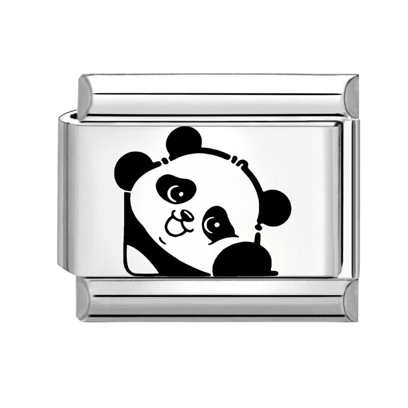 Wholesale  Italian Charm Bracelet 9mm DIY Splicing Removable Cartoon Panda Stainless Steel Composable Bracelet