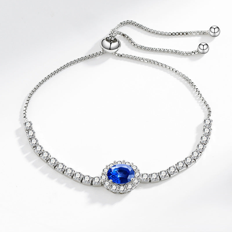 Wholesale  Colored Diamond Zircon Pigeon Egg Stretch Bracelet Women' s Fashion