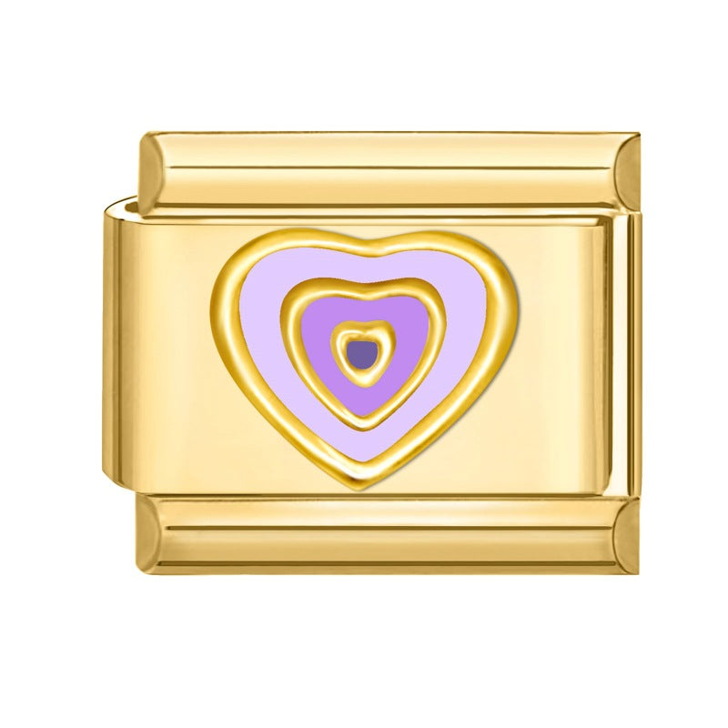 Wholesale Stainless Steel DIY Heart Shaped Bracelet Charms Electroplated Gold Colorful Love Theme Jewelry Making Accessories