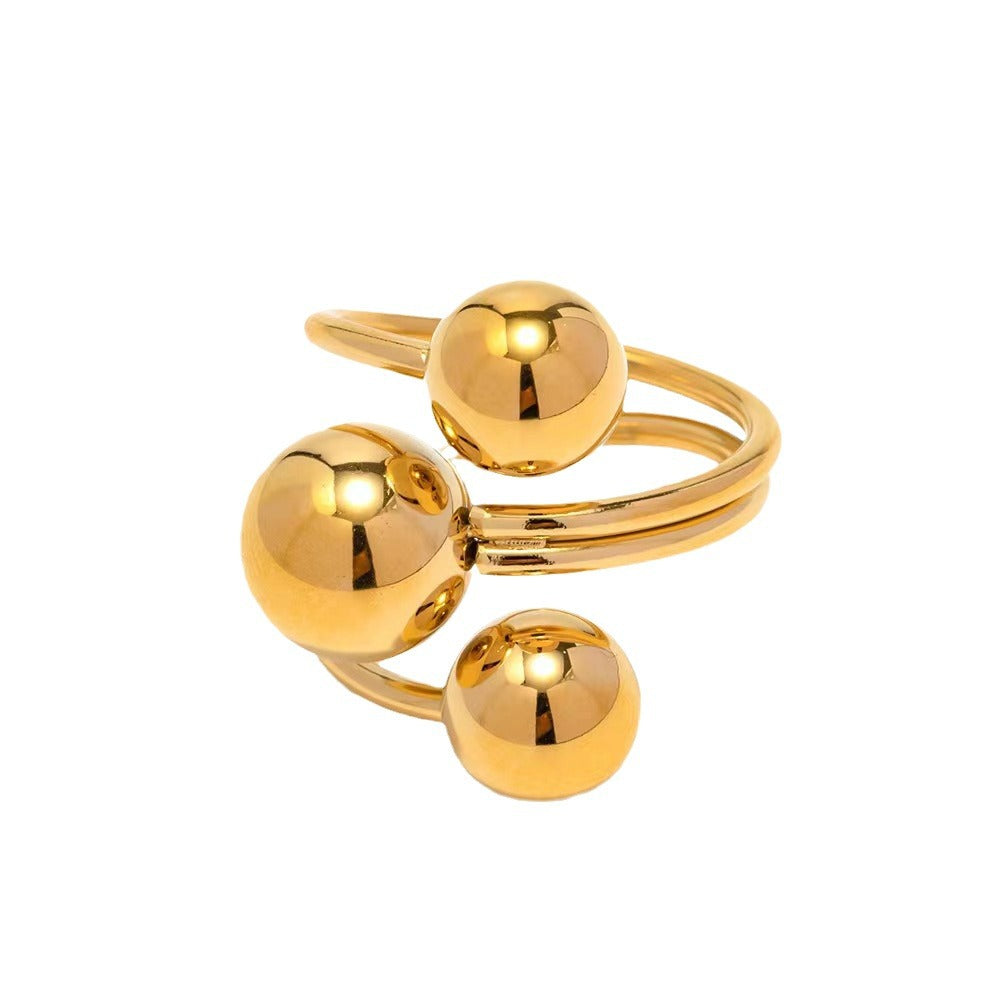 Wholesale Copper Plated 18K Gold Round Ball Open Adjustable Rings ACC-RS-Miye002