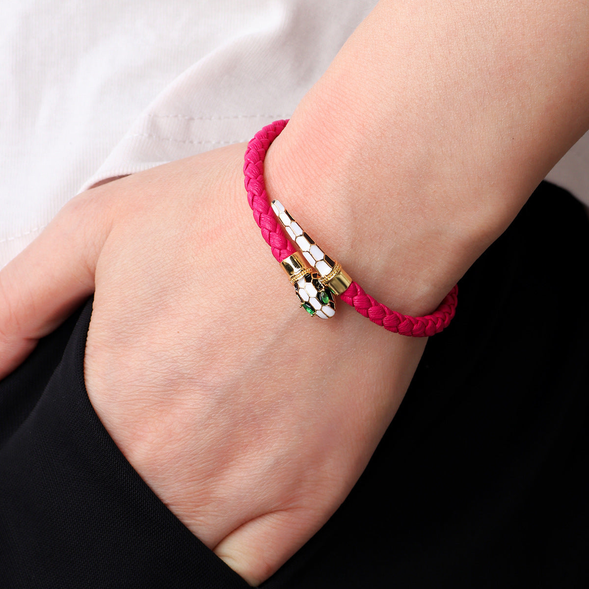 Wholesale Braided Snake Rhinestone Bracelet