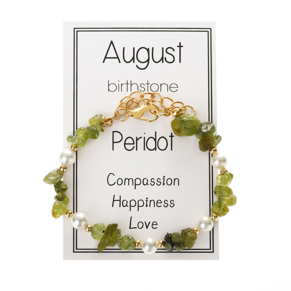 Wholesale  Beaded Stone Bracelet Garnet Moonstone Peridot Amethyst Gravel December Birthstone Bracelet