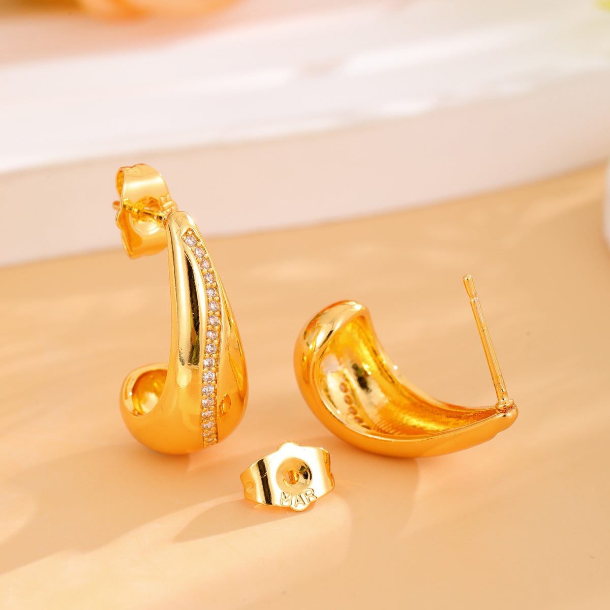 Wholesale Stainless Steel Water Drop Gold Plating Light Luxury Earrings