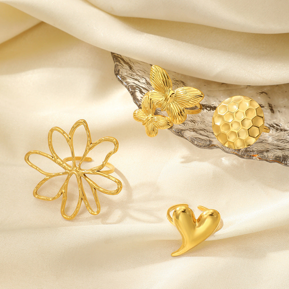 Wholesale temperament popular stainless steel butterfly ring