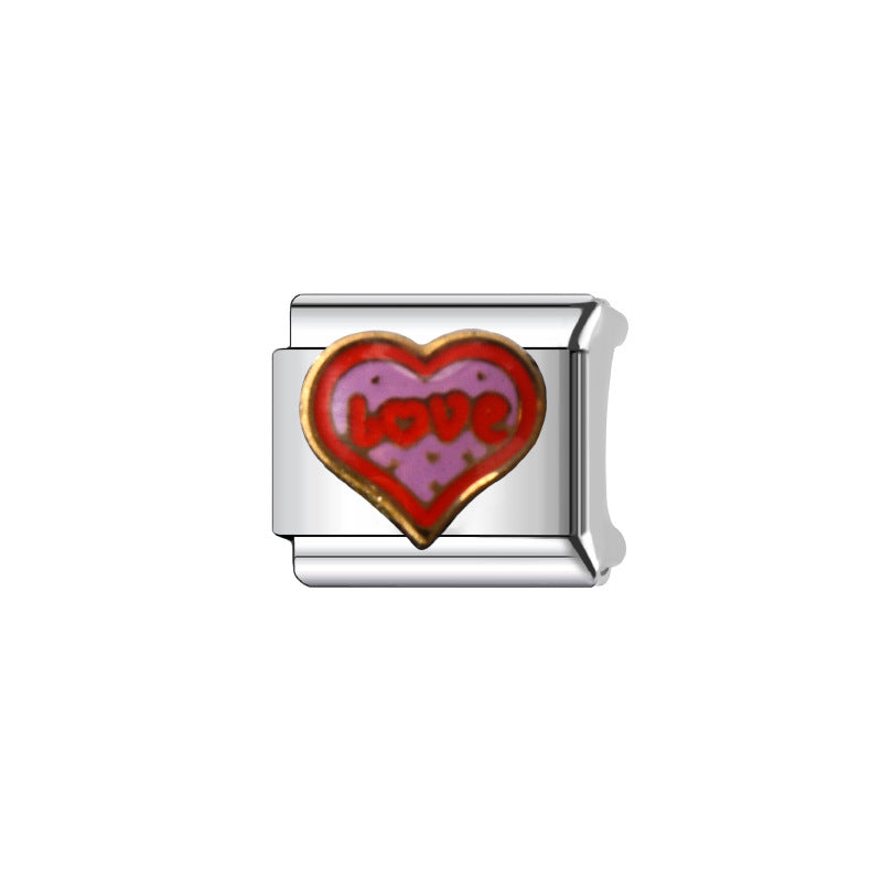 Pulsera de encanto italiano al por mayor de 9 mm Supulación de bricolaje SERIE DEL CORAZÓN DE CORAZÓN DE ACERDAD DE ACERDAD