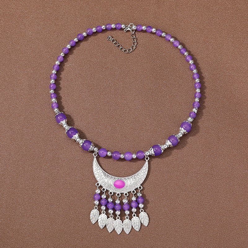 Wholesale Ethnic Style Crescent Leaf Forehead Chain Necklaces ACC-NE-Gumi004