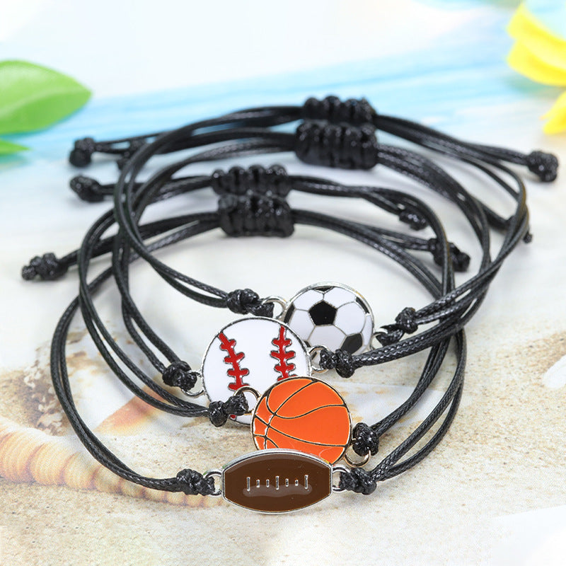 Wholesale Wax Thread Woven Baseball Football Hand Wristbands Basketball Bracelet