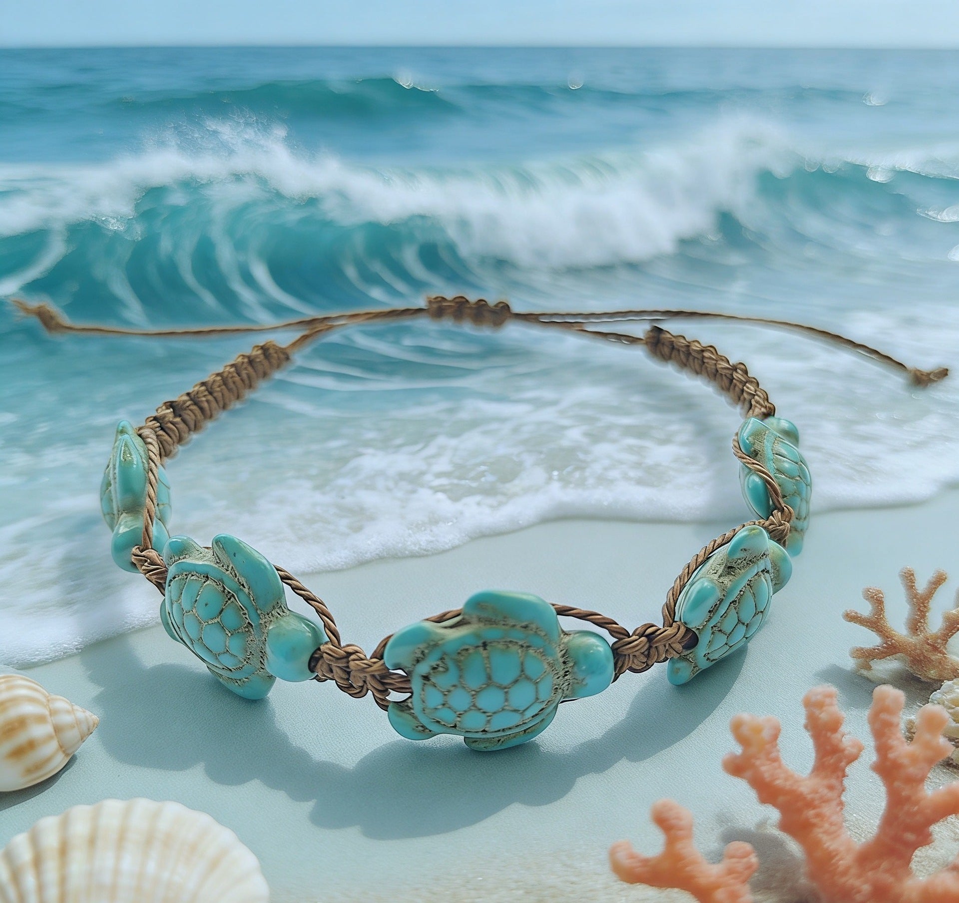Wholesale Handmade Beach Vacation Style Turtle Cord Bracelet Adjustable Unisex Couple Jewelry Fashion Accessory