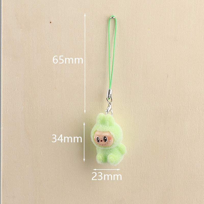Wholesale 10pcs flocking cute cartoon keychain mobile phone chain