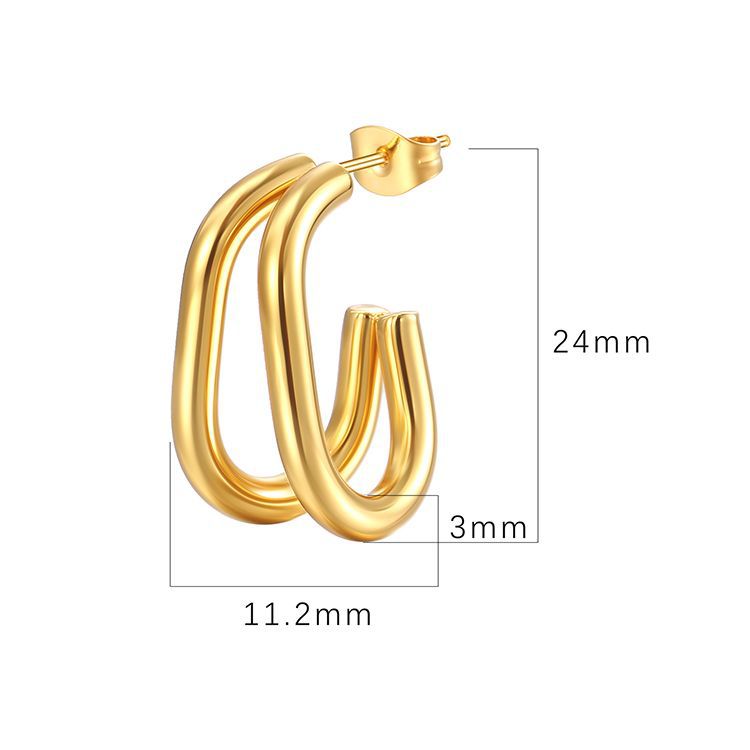 Wholesale Geometric 201 Stainless Steel Earrings 18k Gold Plated Earrings ACC-ES-MuShan001