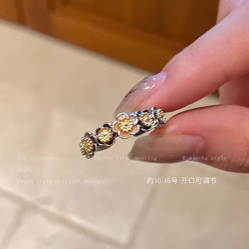 Wholesale Maillard Tiger Eye Stone Flower Ring