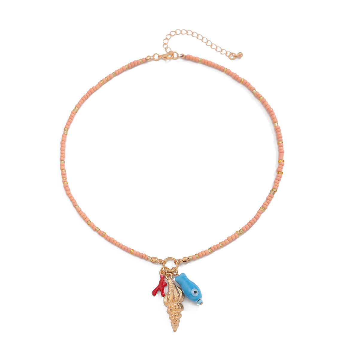 Wholesale ocean wind ins wind conch small fish rice beads necklace