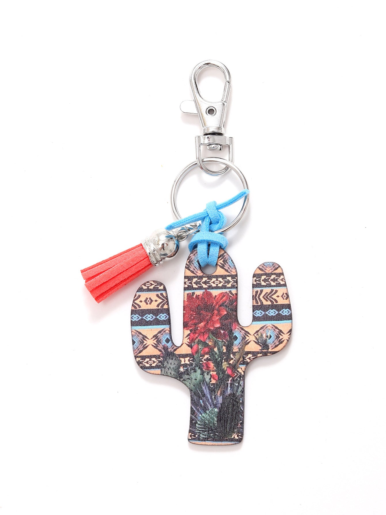 Wholesale Wooden Cactus Keychain Leopard Flower Rainbow Sunflower Keychains