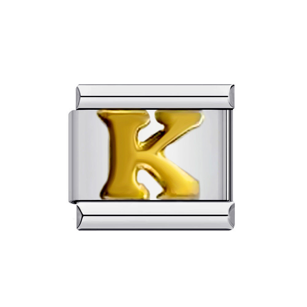 Wholesale 2pcs Italian Charm Bracelet 9mm DIY Splicing English Letter Series Stainless Steel Composable Bracelet