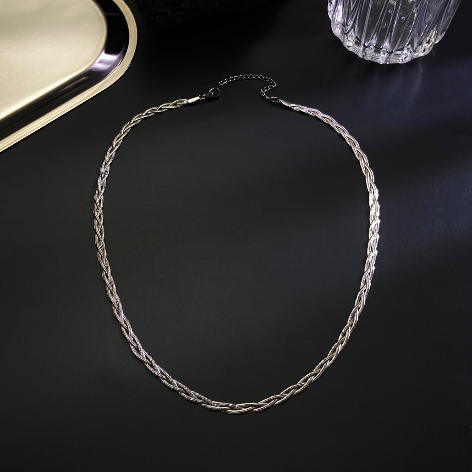 Wholesale Light Luxury Flat Three-layer Snake Bone Chain Gold-plated Necklaces Bracelets ACC-NE-MY014