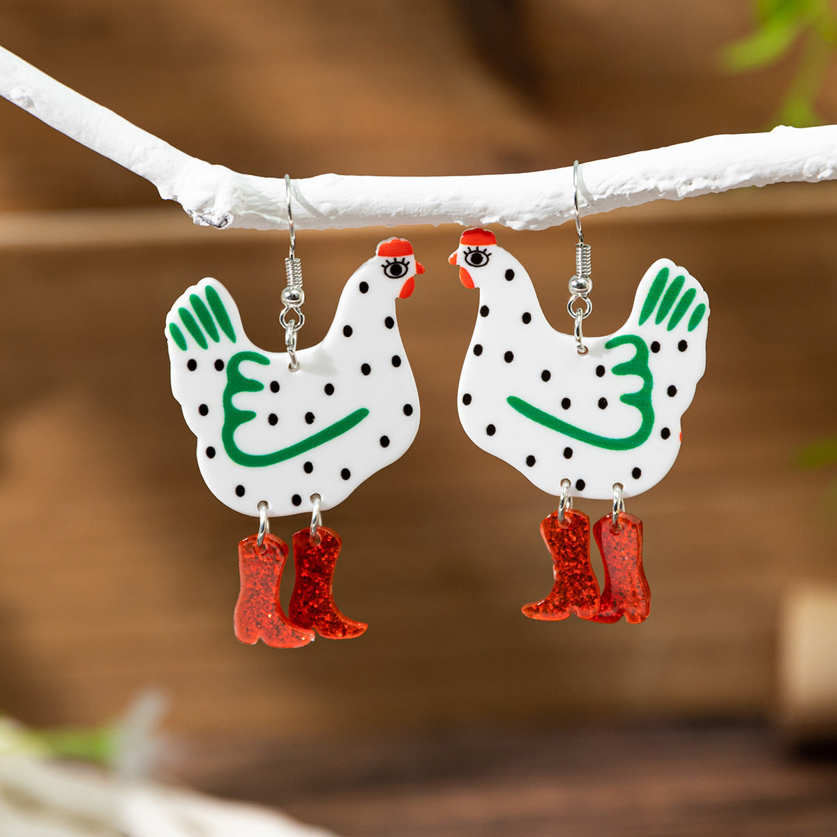 Wholesale Cute funny cartoon frog acrylic chicken earrings