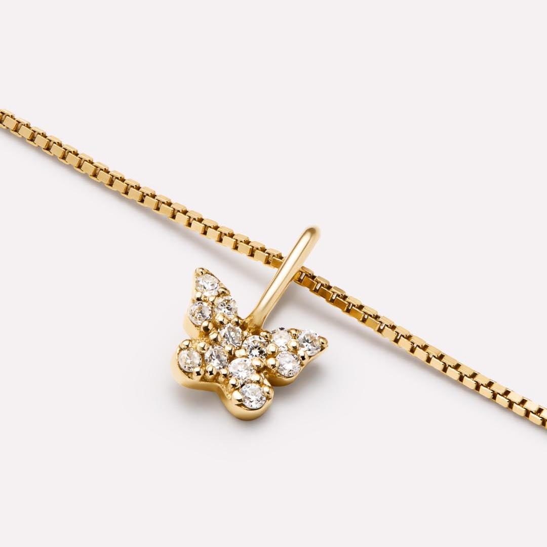 Wholesale butterfly flower devil eye zircon titanium steel necklace