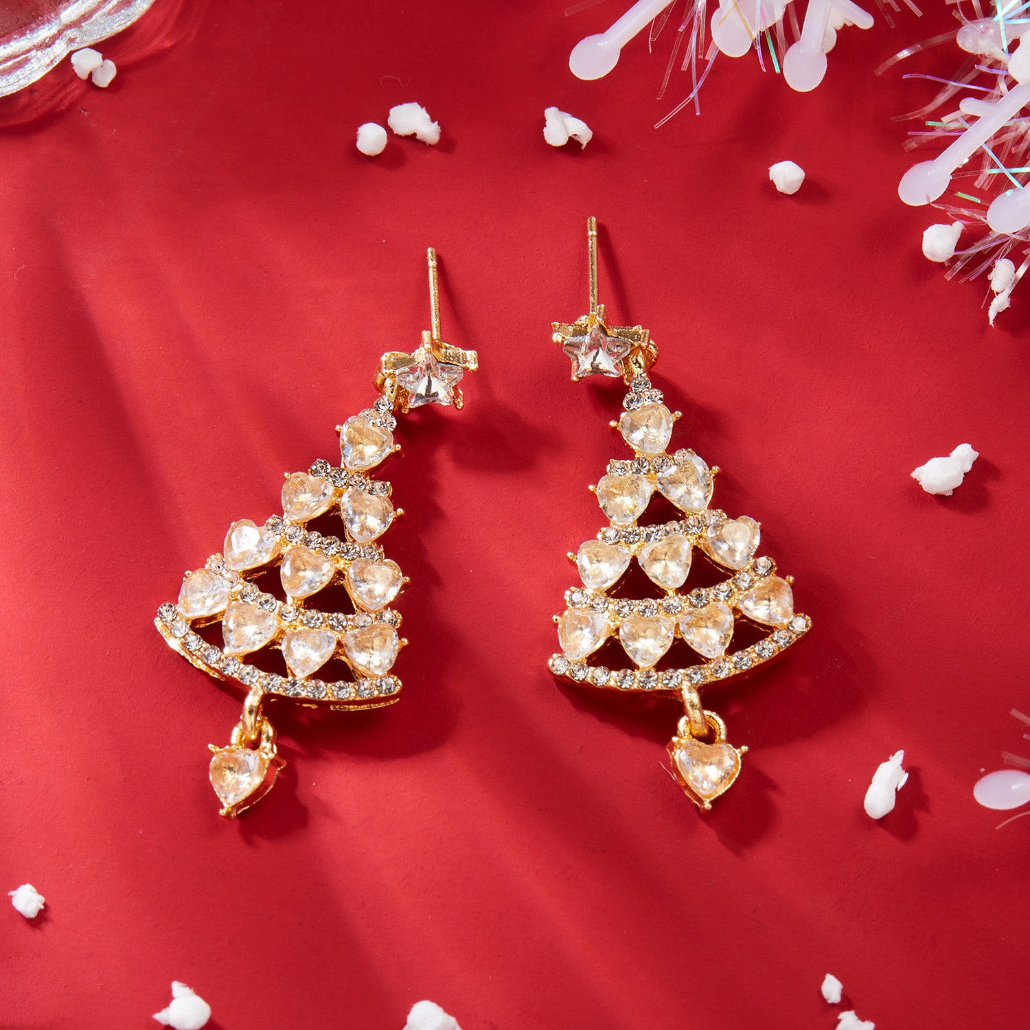 Wholesale Christmas Tree Diamond Earrings Fashion Jewelry Accessory Boutique Resale Party Wear