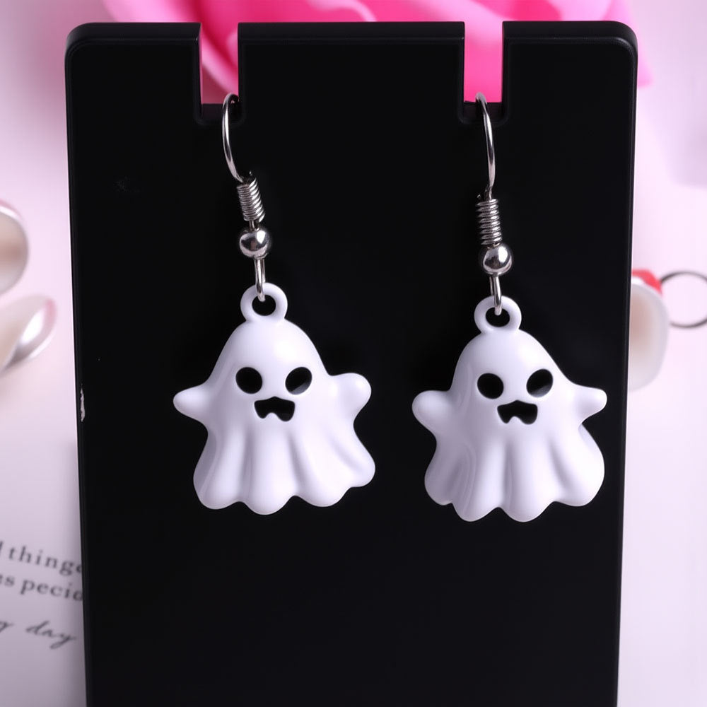 Wholesale  Gothic Ghost Three-Dimensional Alloy Pendant Earrings