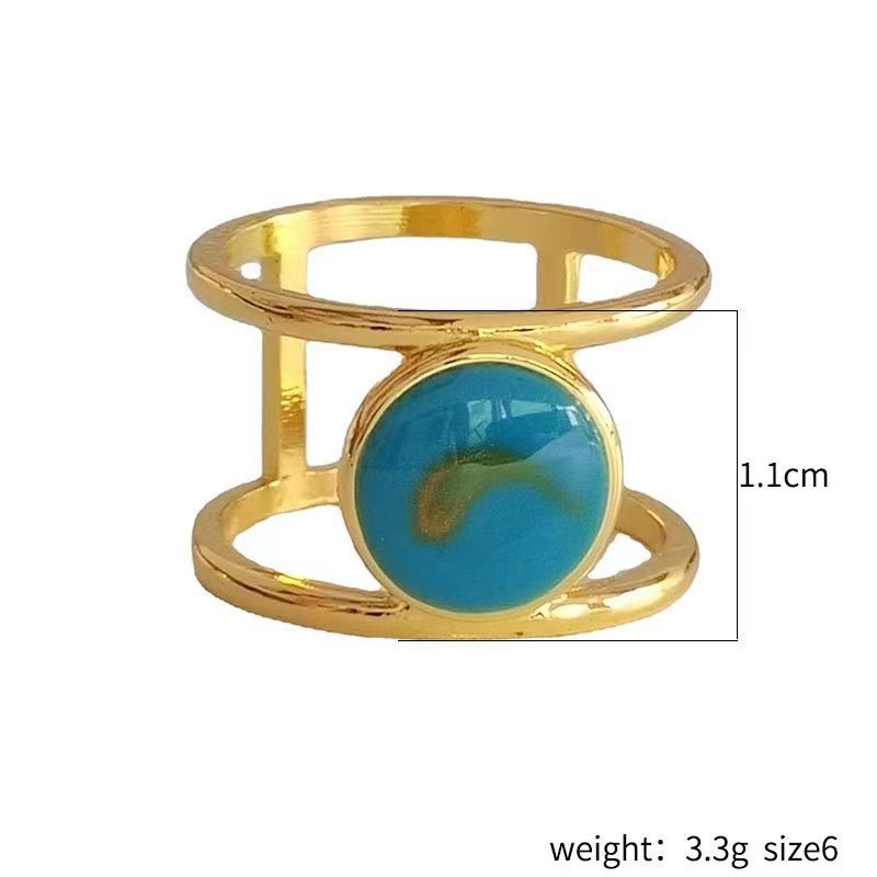 Wholesale Double-Layer Ring with Round Turquoise