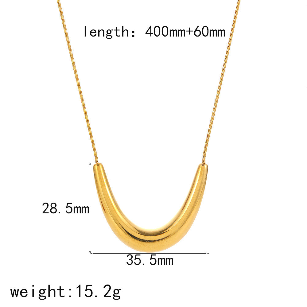 Wholesale Geometric Curved 18K Gold Stainless Steel Necklaces ACC-NE-LiQuan001