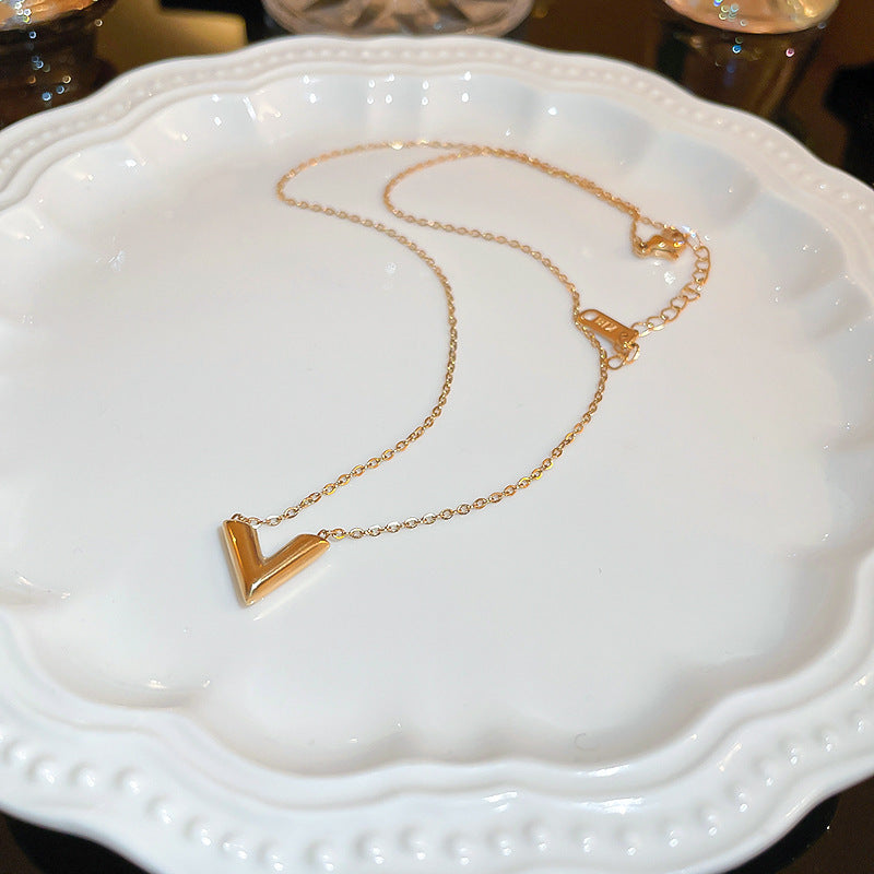 Wholesale Real Gold Plated Zircon Letter Necklace ACCVIP-NE-KJ001