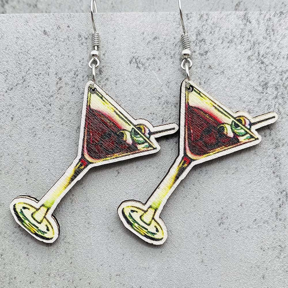 Wholesale  Halloween wooden earrings  pumpkin pine cone print  earrings