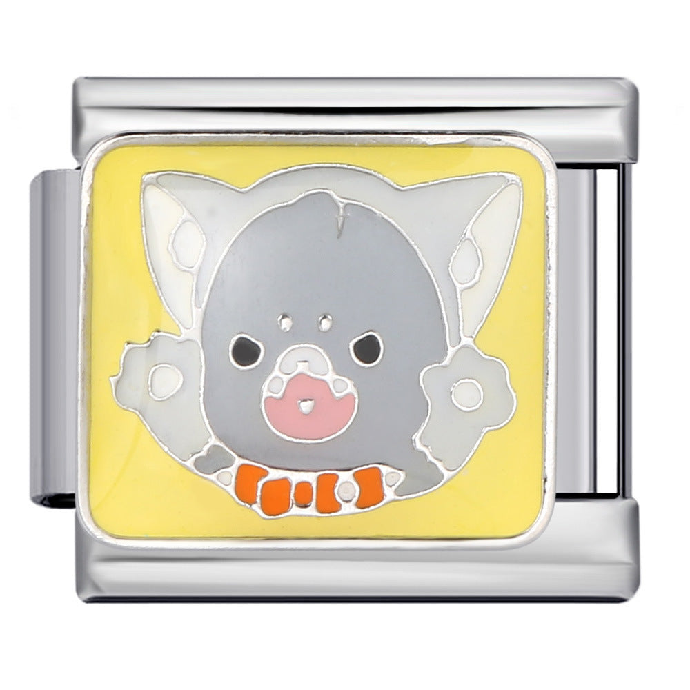 Wholesale  Italian Charm Bracelet 9mm DIY  welded dripping animal pattern Creative Stainless Steel Composable Bracelet