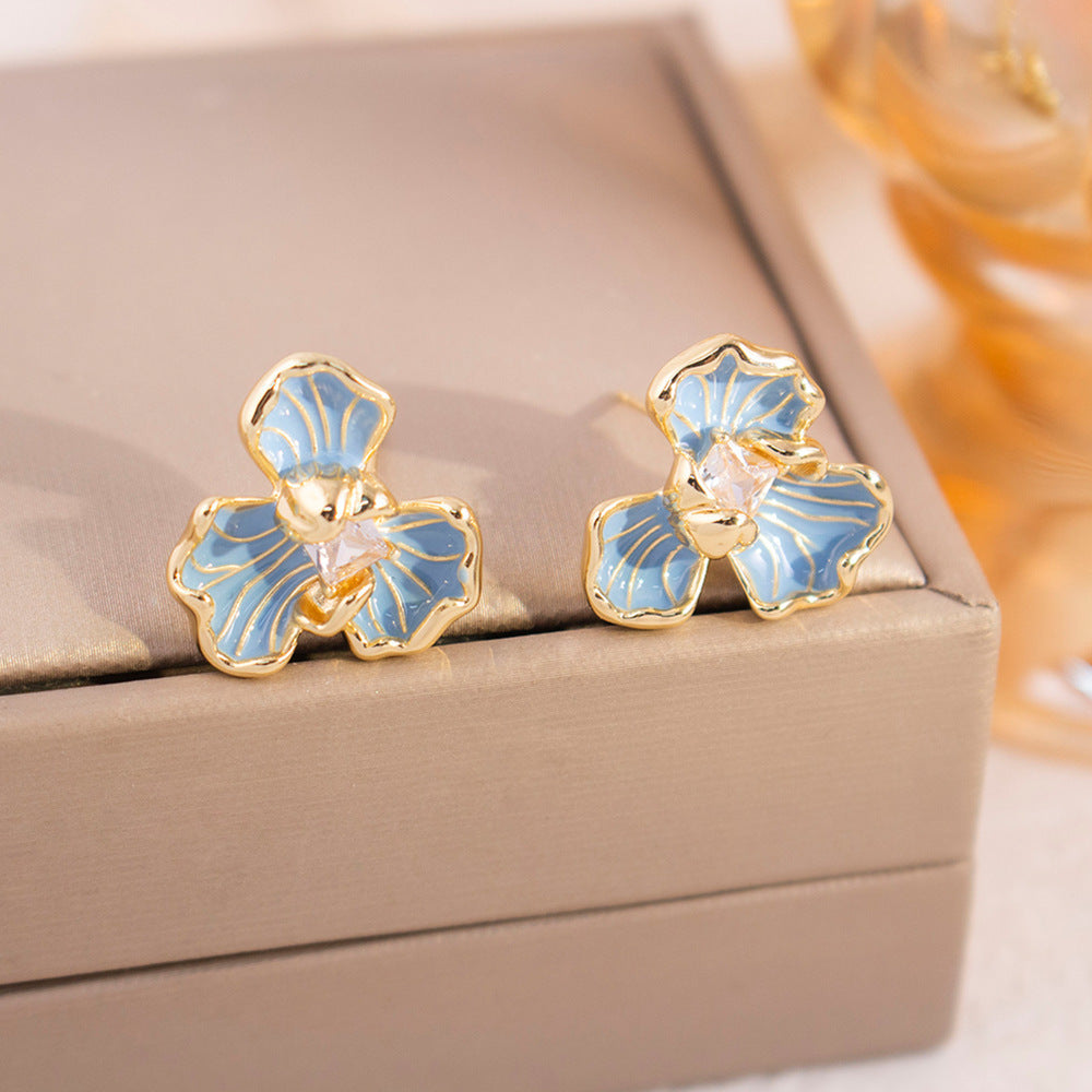 Wholesale Elegant  Sophisticated Four-Leaf Clover Turquoise Stud Earrings