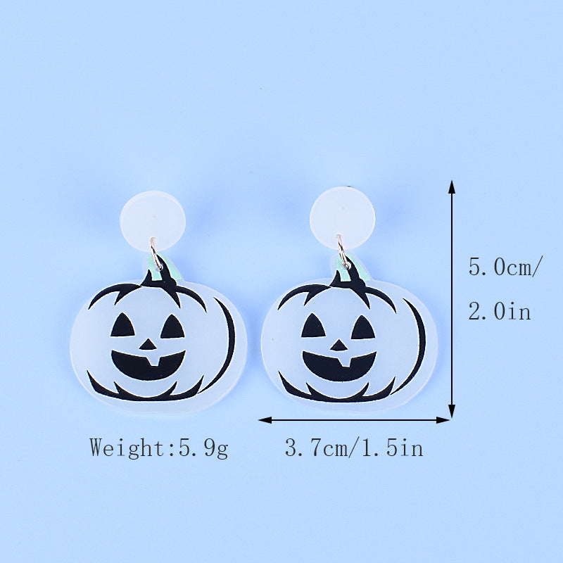 Wholesale Acrylic  Halloween  luminous fluorescent pumpkin ghost earrings