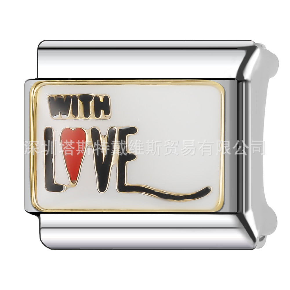 Wholesale  Italian Charm Bracelet 9mm DIY single section Creative Stainless Steel Composable Bracelet