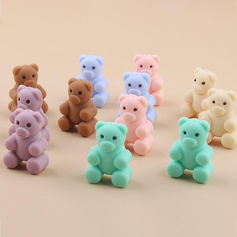 Wholesale 5pcs Bear Silicone Beads 3D Focal Beads ACC-BDS-GuangTian041