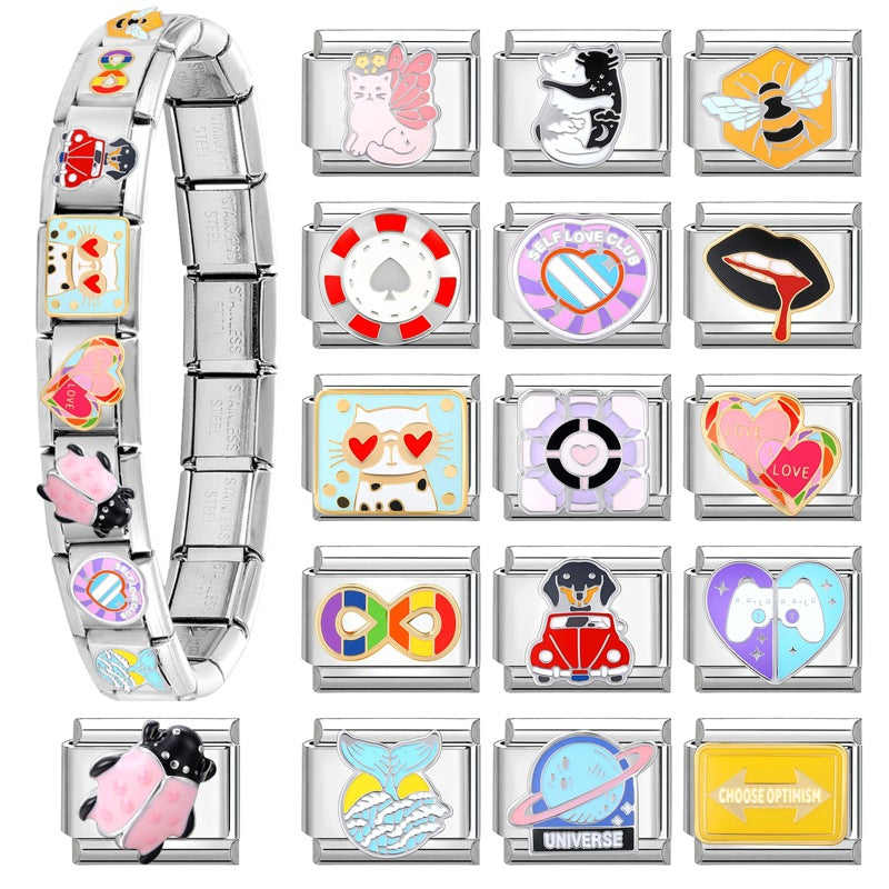Wholesale Italian Charm Bracelet 9mm DIY Splicing Cute Creative Stainless Steel Composable Bracelet