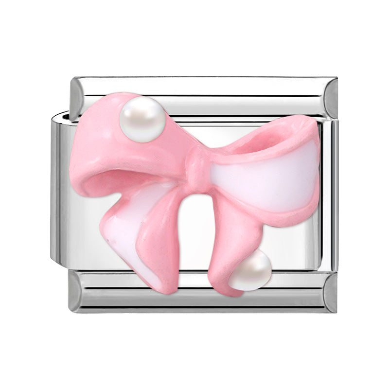 Wholesale Italian Charm Bracelet 9mm DIY Splicing Bow Patch Stainless Steel Composable Bracelet