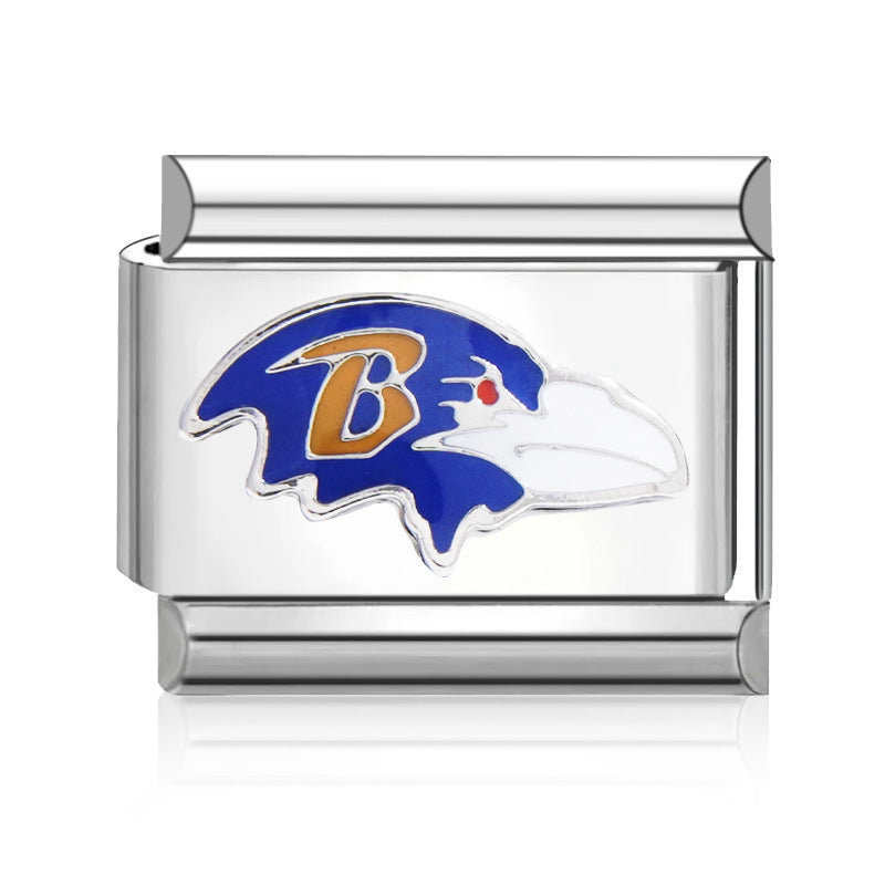 Wholesale 2PCS 9mm Italian Charm Starter Bracelets DIY Rugby Stainless Steel Composable Bracelet