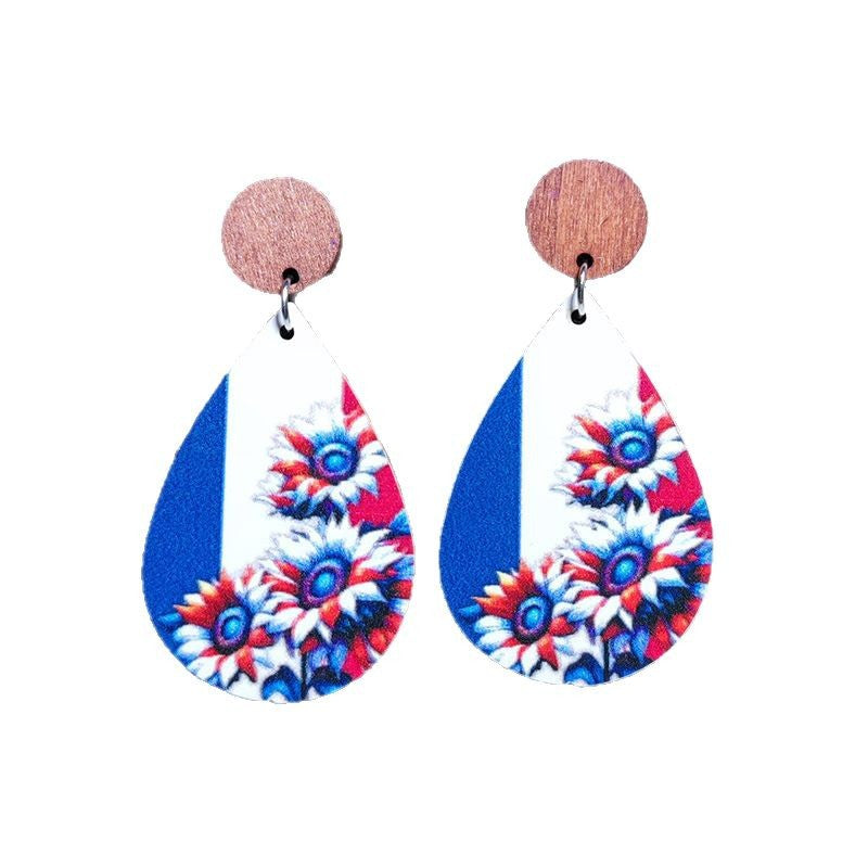 Wholesale sports meet love earrings French flag color landmark tower wooden earrings