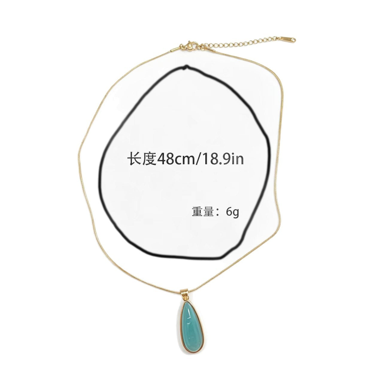 Wholesale Titanium Steel Water Drop Cat Eye Choker Necklace Lake Blue Snake Chain Fashion Jewelry Boutique Resale