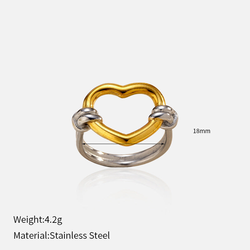 Wholesale  Double-Band Knotted Heart Stainless Steel Ring