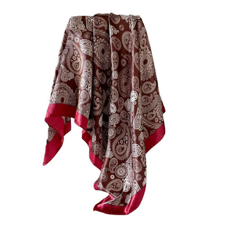 Wholesale Cashew Printed Head Scarf Women' s Silk Scarf 90cm Scarf