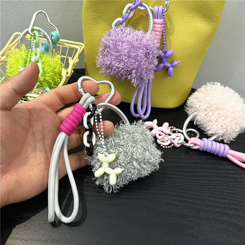 Wholesale Plush small bag lanyard keychain