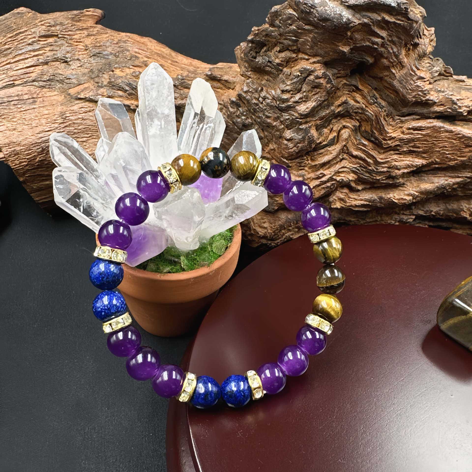 Wholesale Natural Amethyst Tiger Eye Lapis Lazuli Bracelet