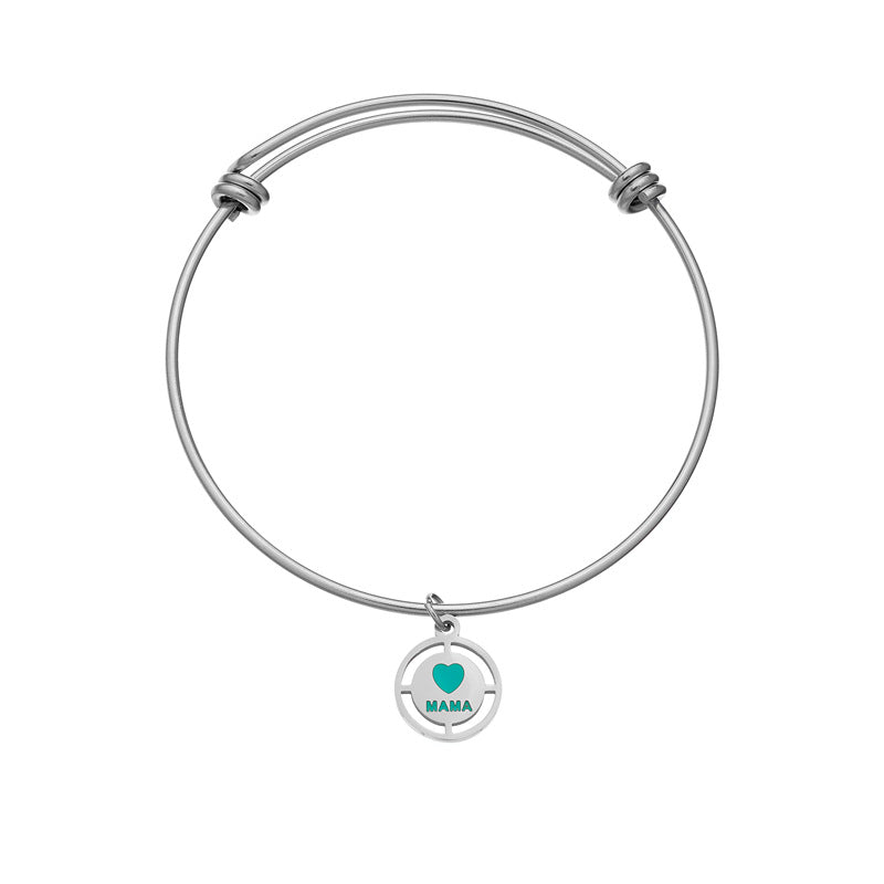 Wholesale Mother's Day Stainless Steel Heart-shaped Oil Drop Elastic Bracelet